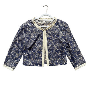 Boo Radley Chic Purple and Cream Lace Women's Blazer Size M Business Office